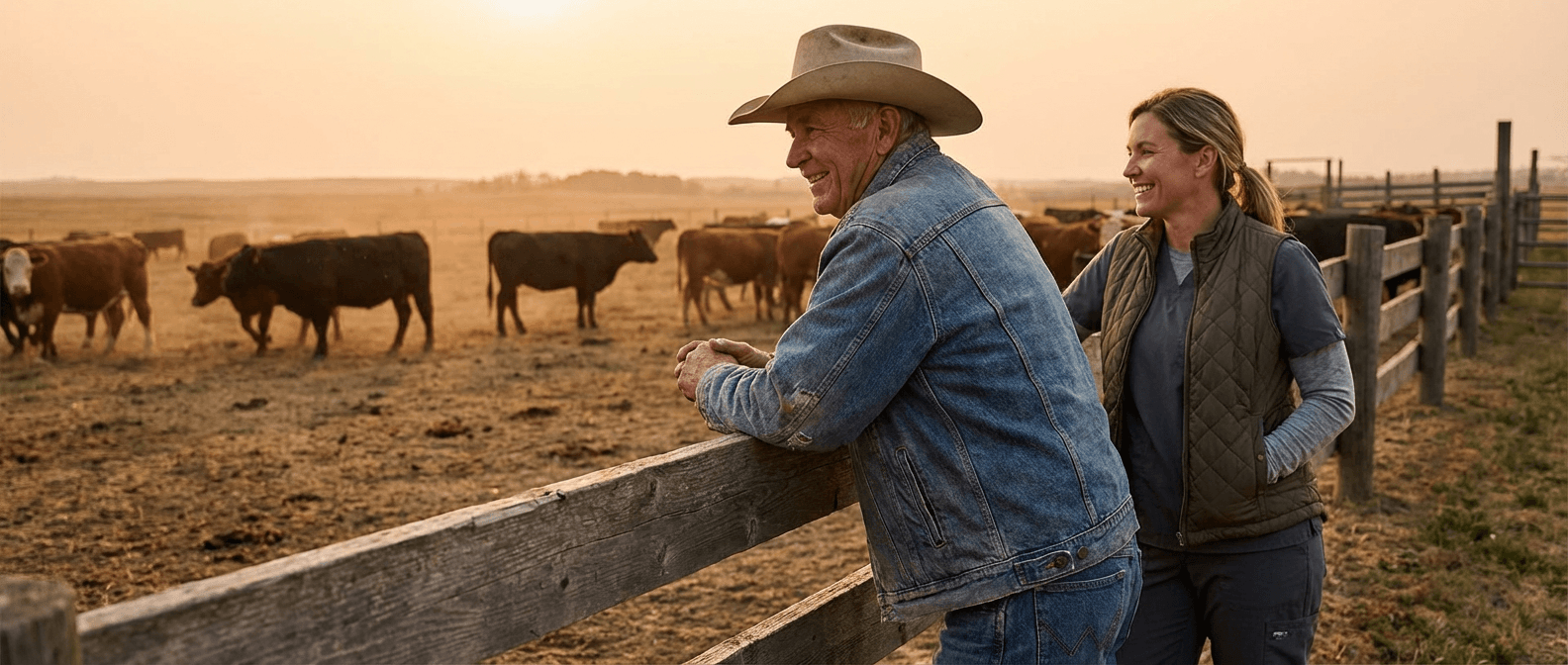 Large animal veterinarian at work on a farm